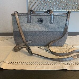 Tory Burch Ashley Gray Tote w/ Crossbody Strap